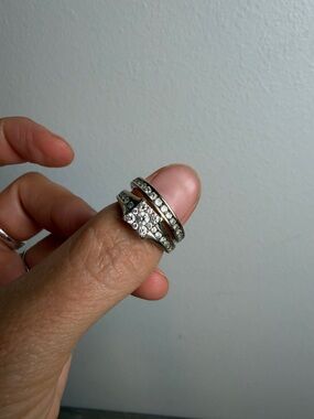 Wedding Band & Engagement Ring Set 14k Gold Diamonds